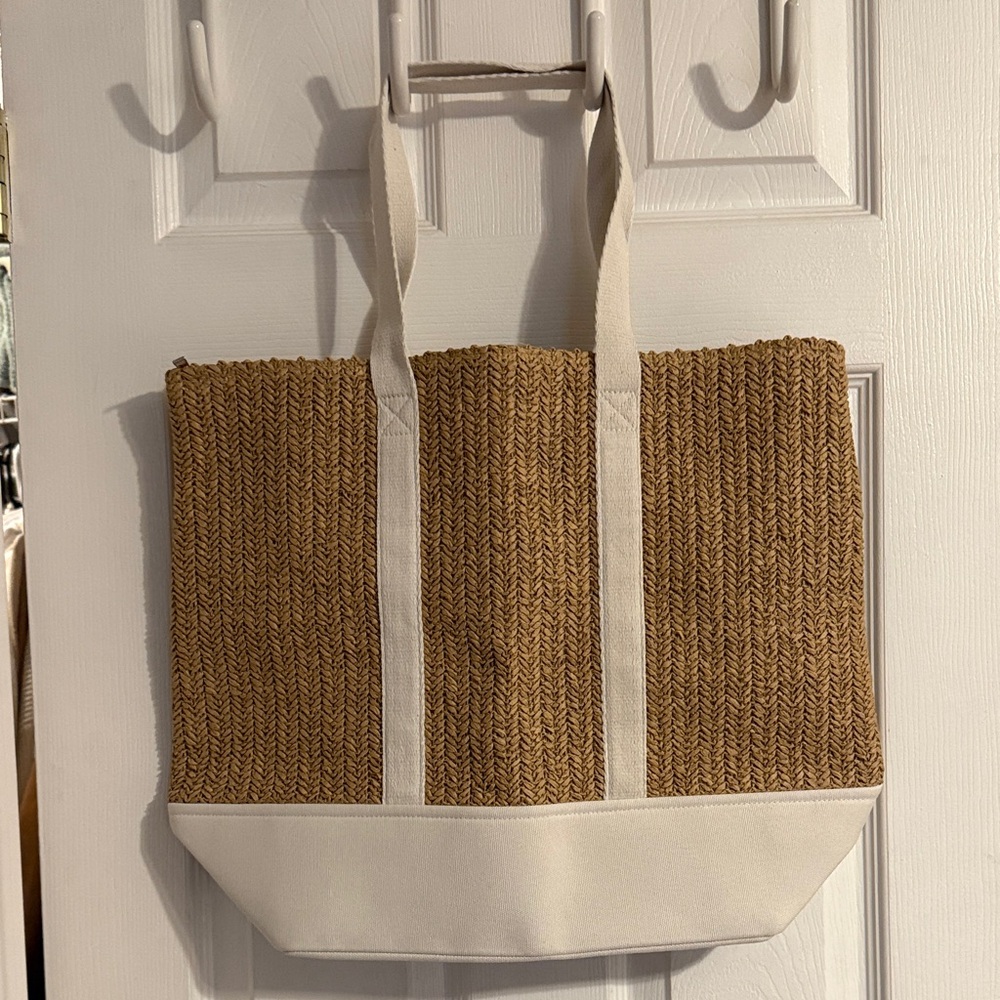 Show Me Your MuMu Straw Tote with Cream Trim